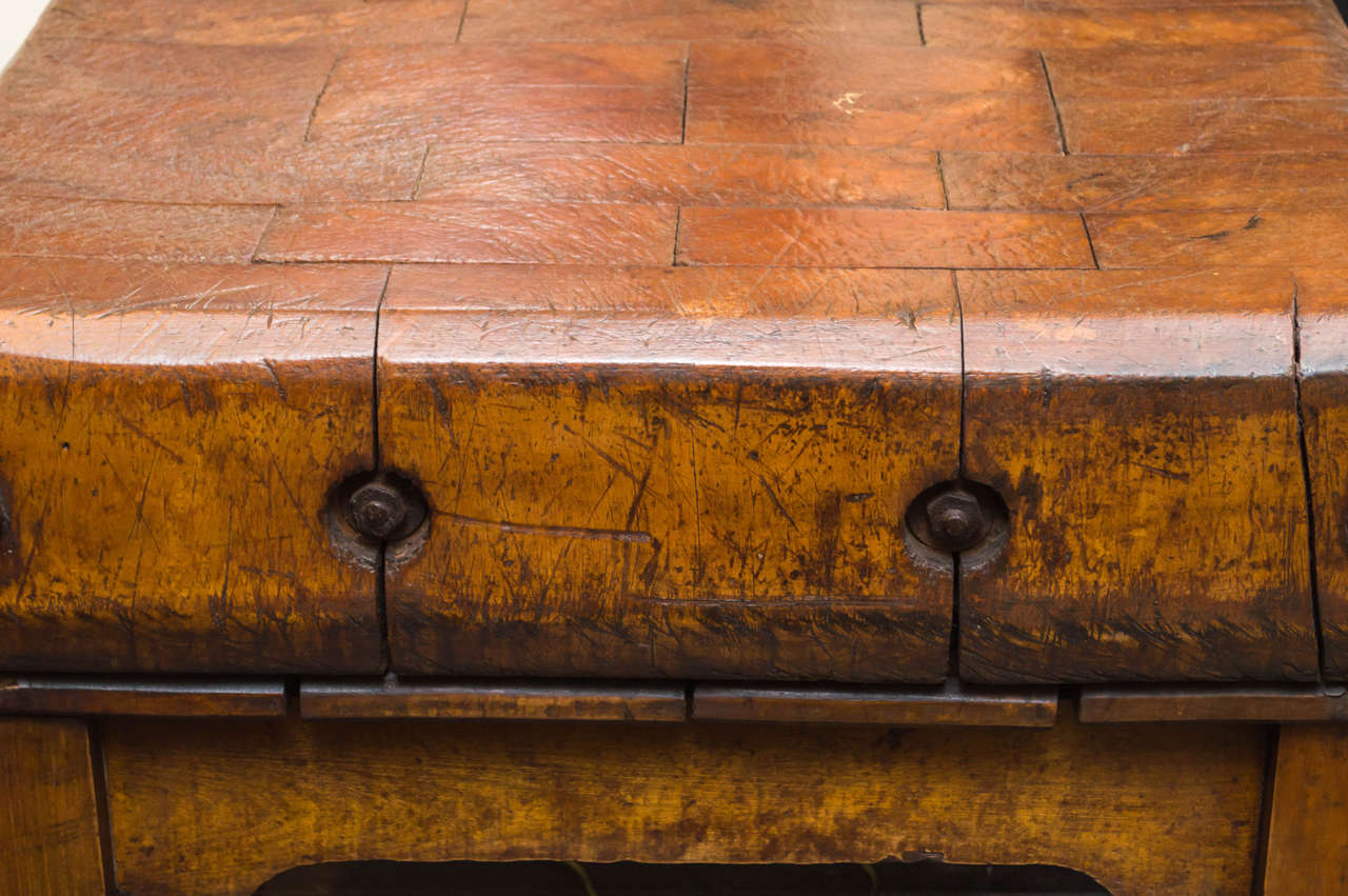 French Fruitwood Butcher Block, circa 1890 1