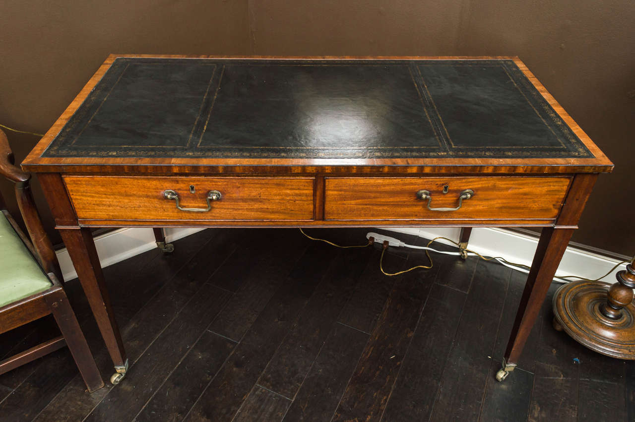English Mahogany Writing Table with Leather Top, circa 1860 2