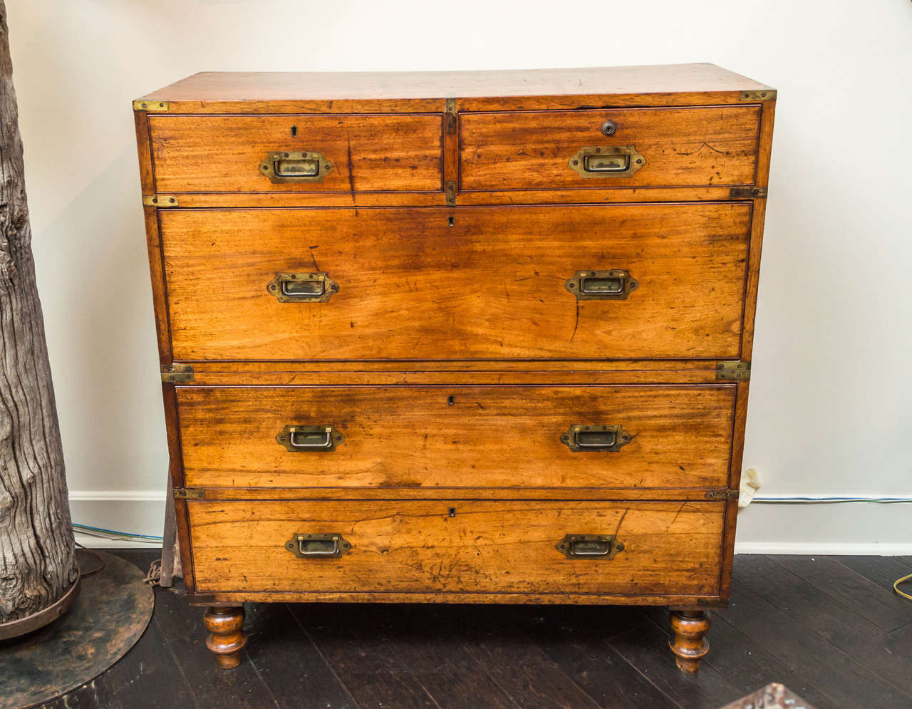 English Mahogany Campaign Chest on Chest, circa 1860