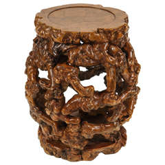 Unusual Chinese Root and Burl Stool, circa 1900