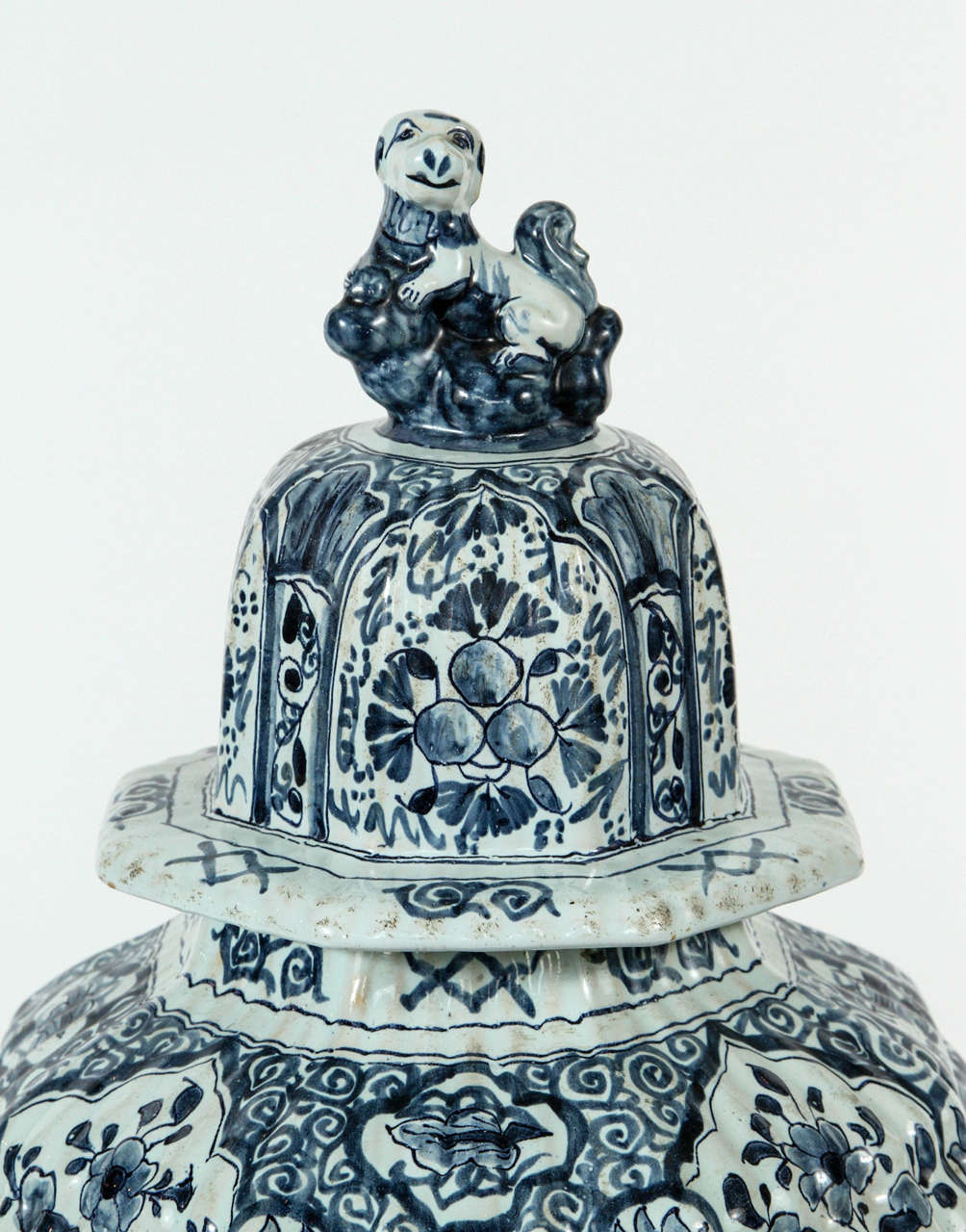 Dutch Pair of Large Delft Blue and White Ginger Jars and Covers, circa 1800