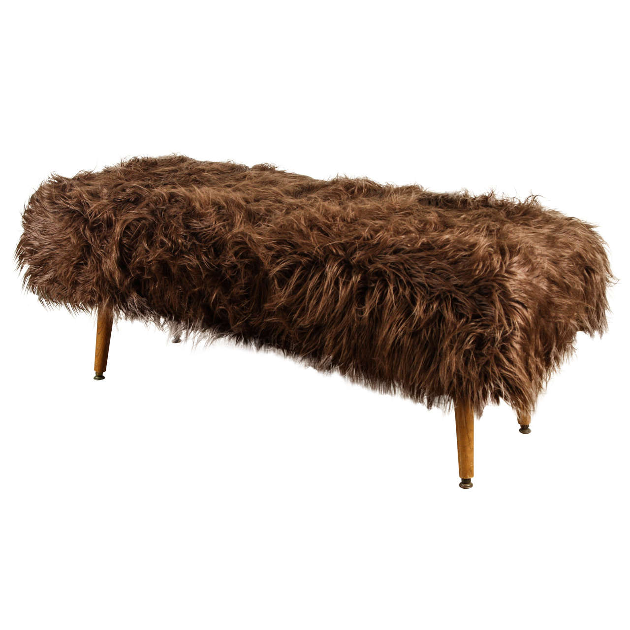 Mid-Century Faux Fur Bench