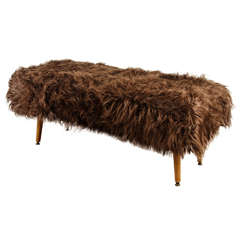 Mid-Century Faux Fur Bench