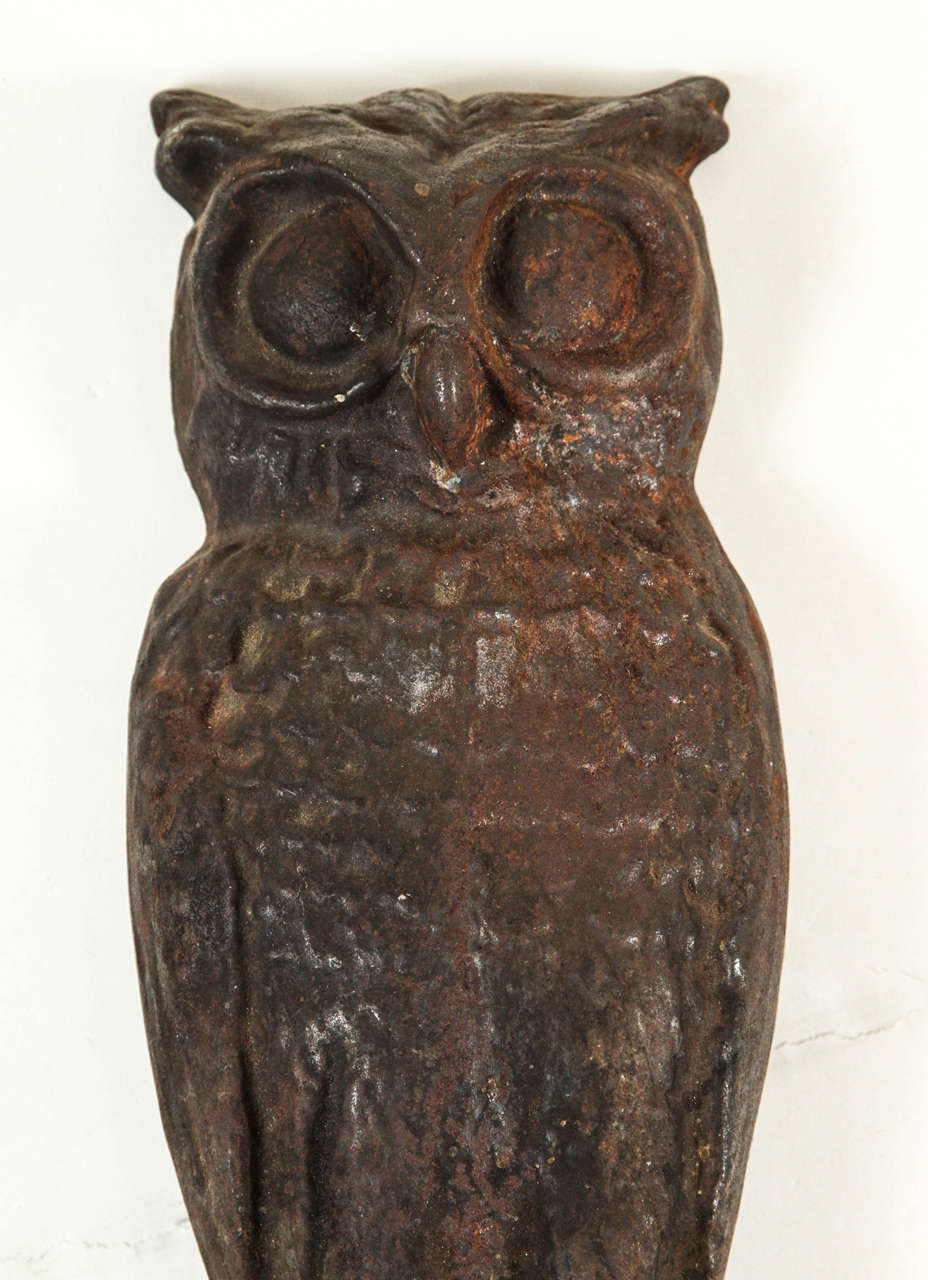 Pair of Owl Cast Andirons For Sale 2