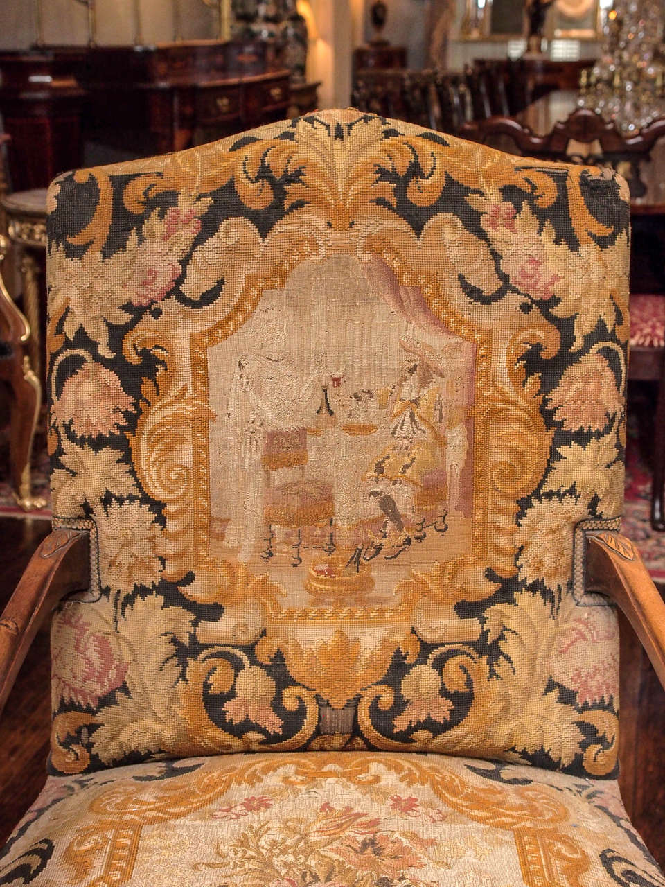 Pair of 19th Century French Tapestry Armchairs In Excellent Condition In New Orleans, LA