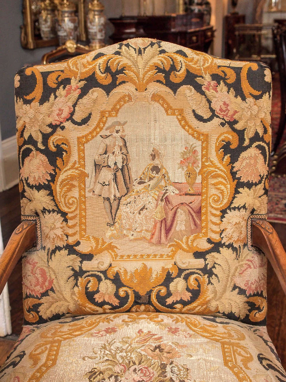 Pair of 19th Century French Tapestry Armchairs 1