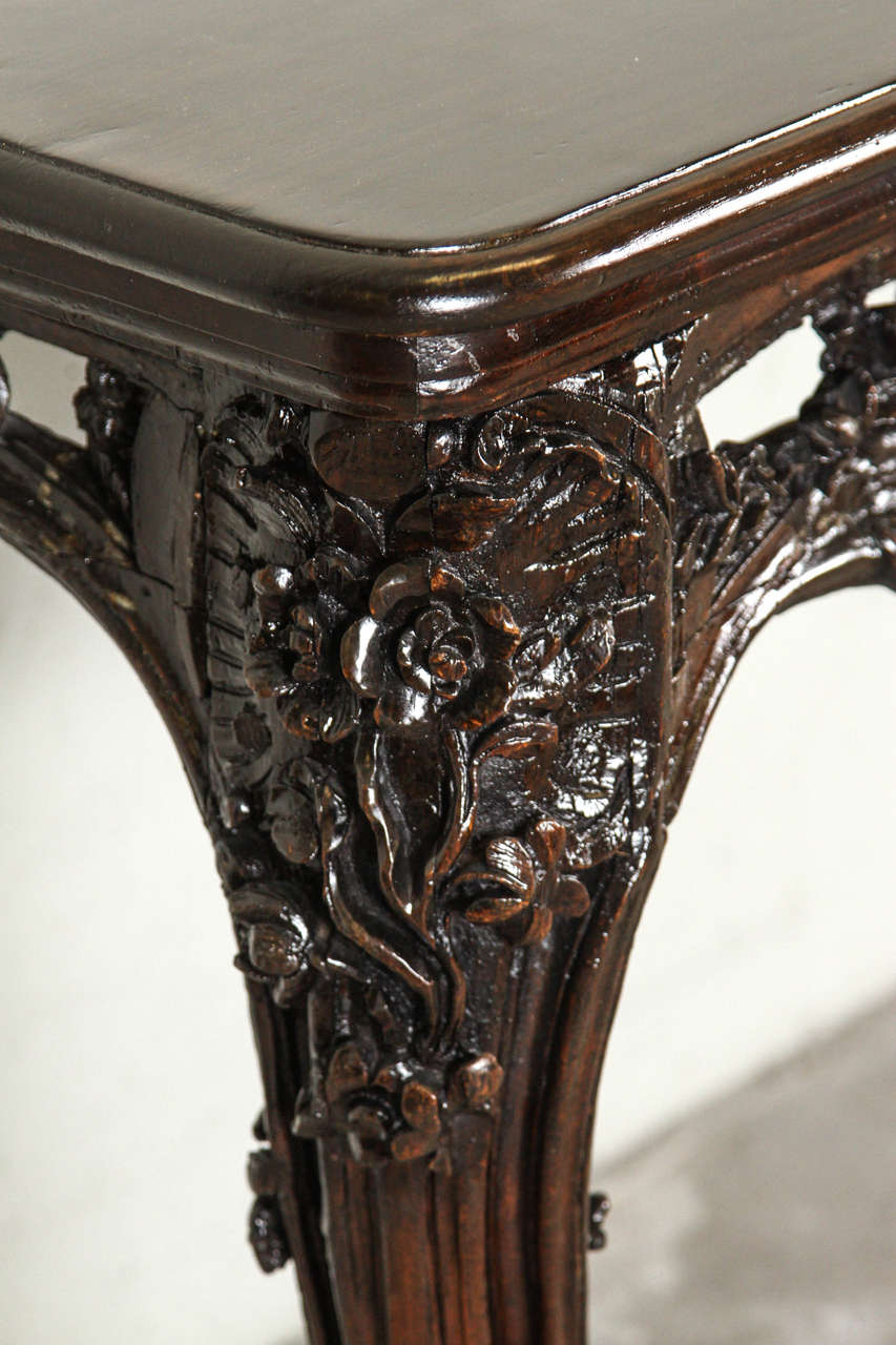Unknown Carved Walnut Console Table