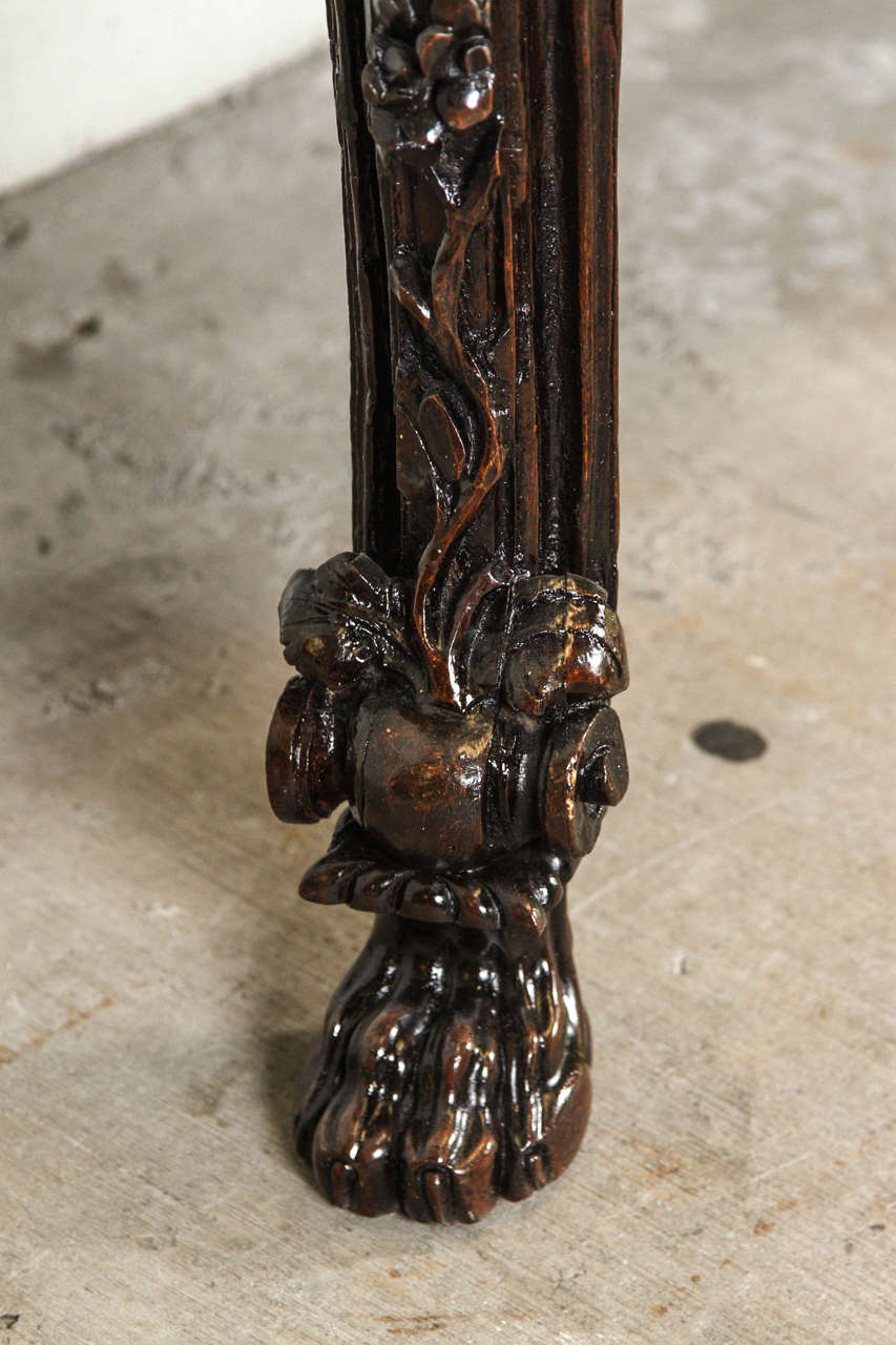 Carved Walnut Console Table In Excellent Condition In Pasadena, CA