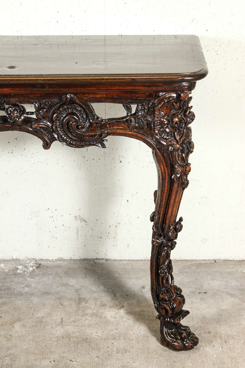 Mid-20th Century Carved Walnut Console Table