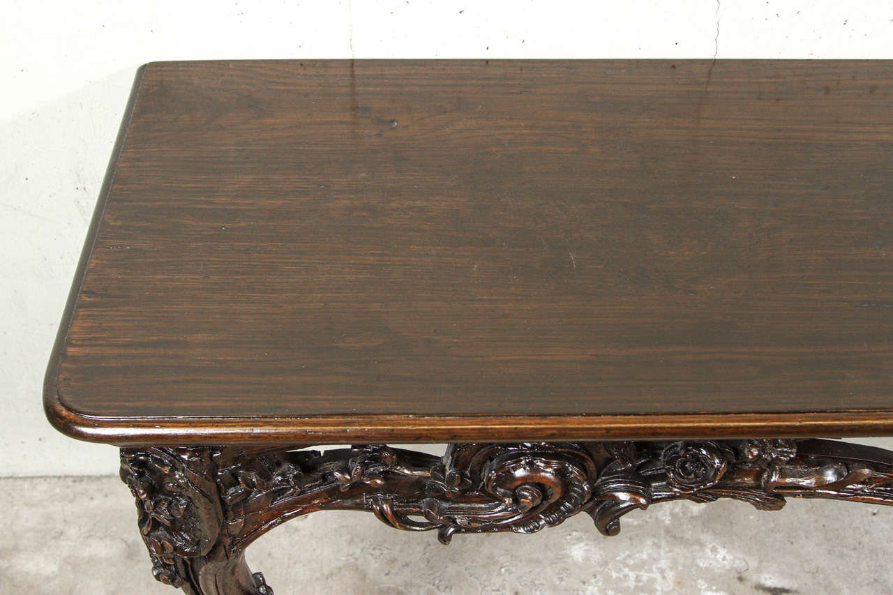 Carved Walnut Console Table 2