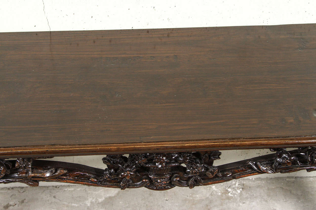 Carved Walnut Console Table 3