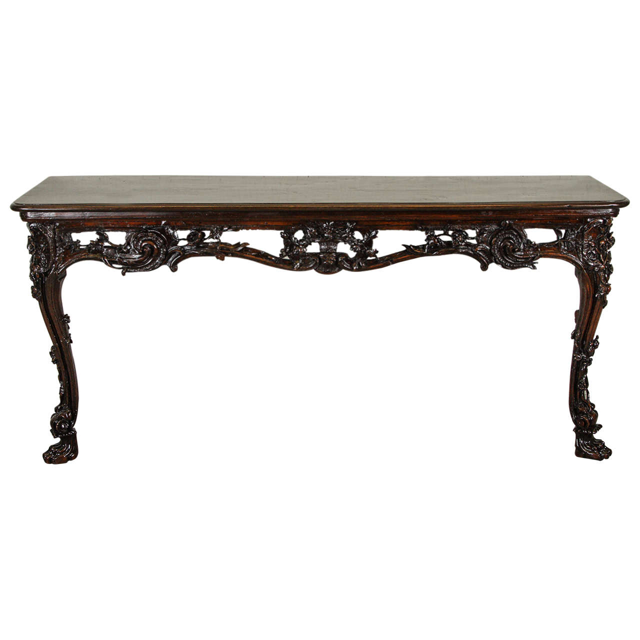 Carved Walnut Console Table