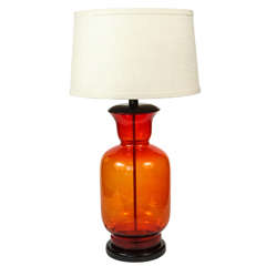 Vintage Blenko Red Glass Lamp