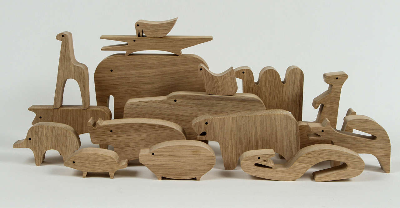 puzzle « 16 Animali » en chêne d'Enzo Mari en vente 1