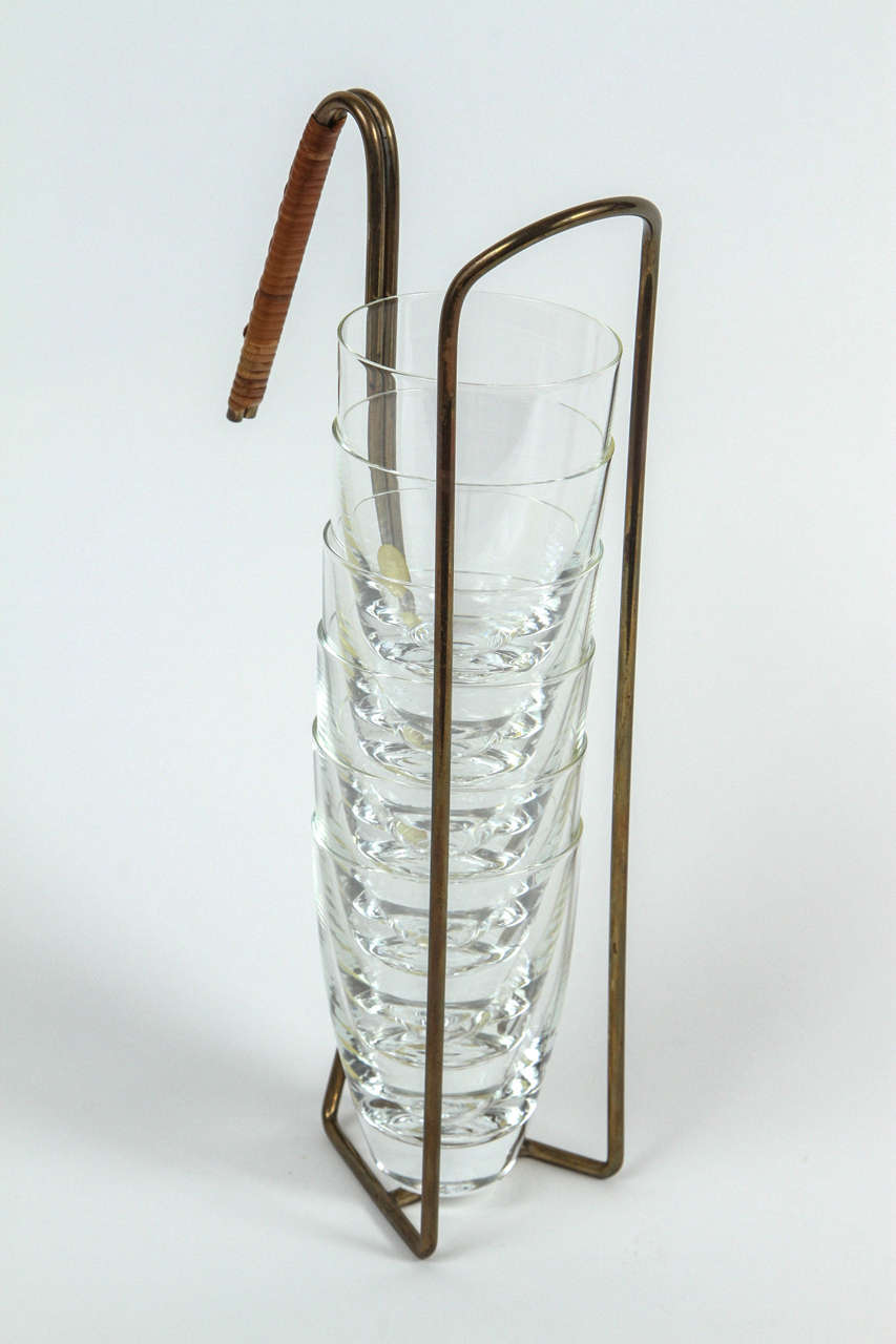 Austrian Rare Vertical Drinking Glass Caddy by Carl Auböck For Sale