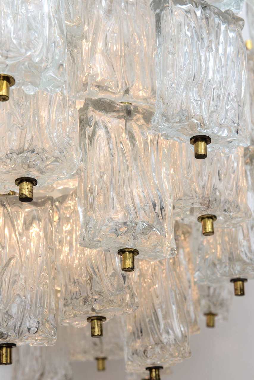 Brass Vintage Multi-Tiered Barovier e Toso Murano Glass Chandelier