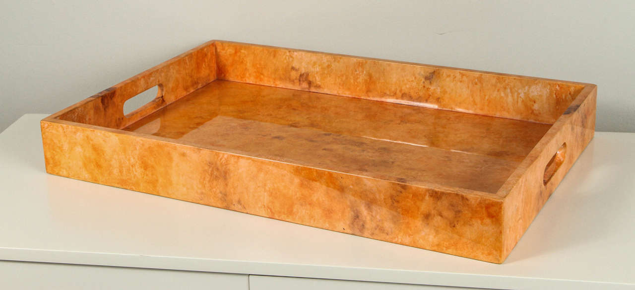 Faux parchment tray in orange with high gloss resin finish. Contact for custom.
Visit the Paul Marra storefront to see more furnishings and lighting including 21st century