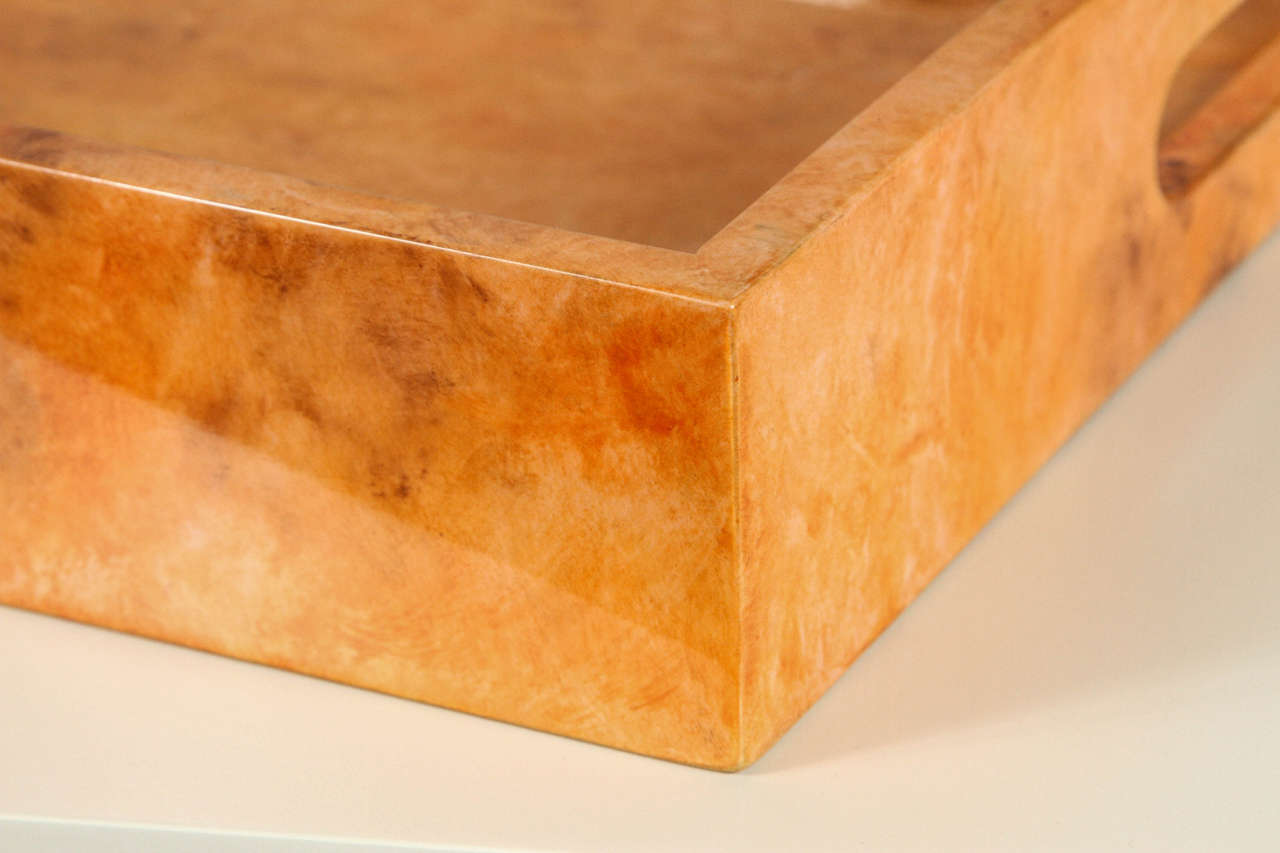 Modern Orange Faux Parchment Tray in High Gloss Resin