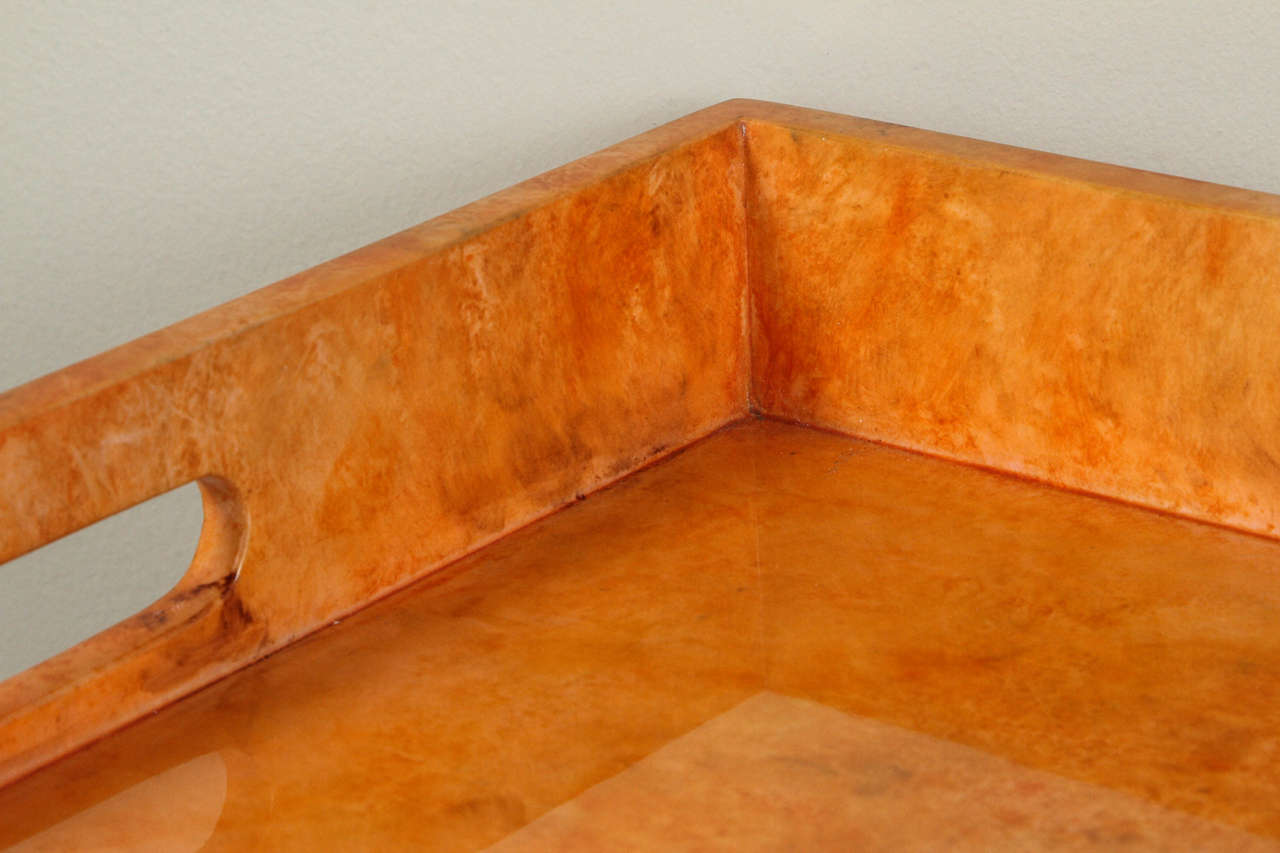 American Orange Faux Parchment Tray in High Gloss Resin