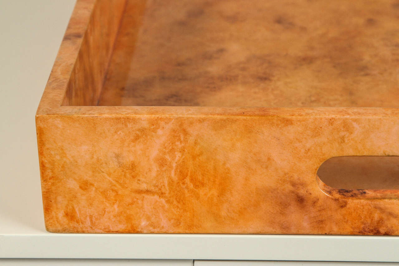 Contemporary Orange Faux Parchment Tray in High Gloss Resin