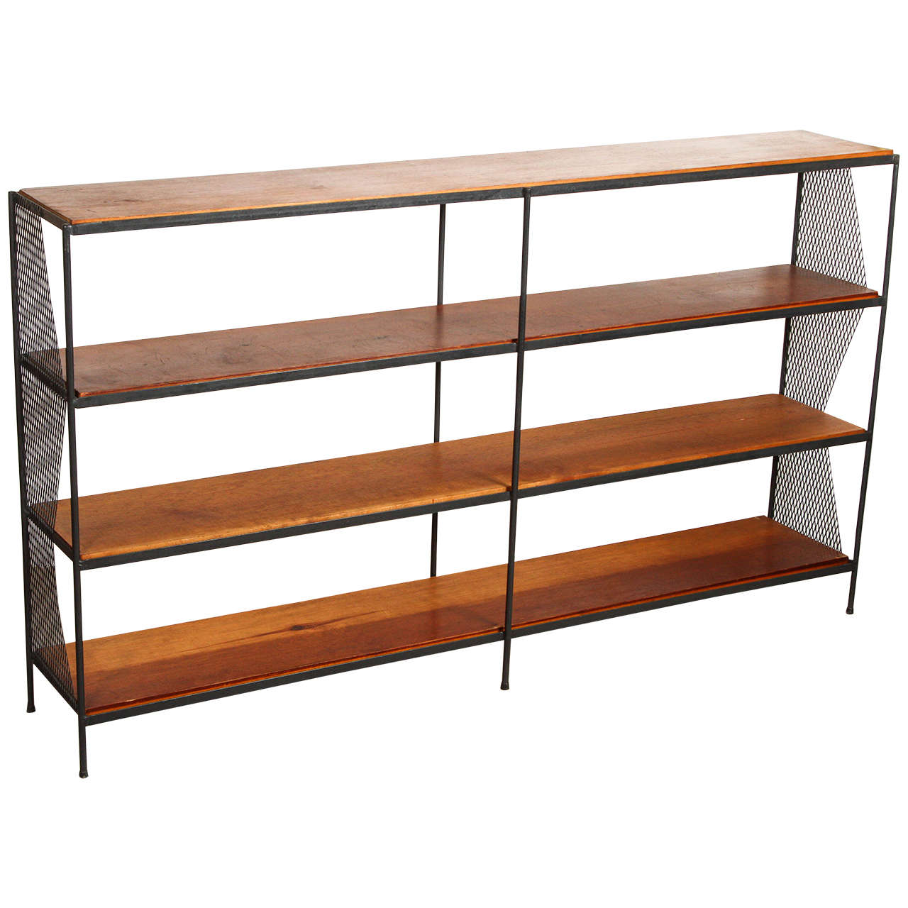 1950s Wood and Iron Bookshelf For Sale