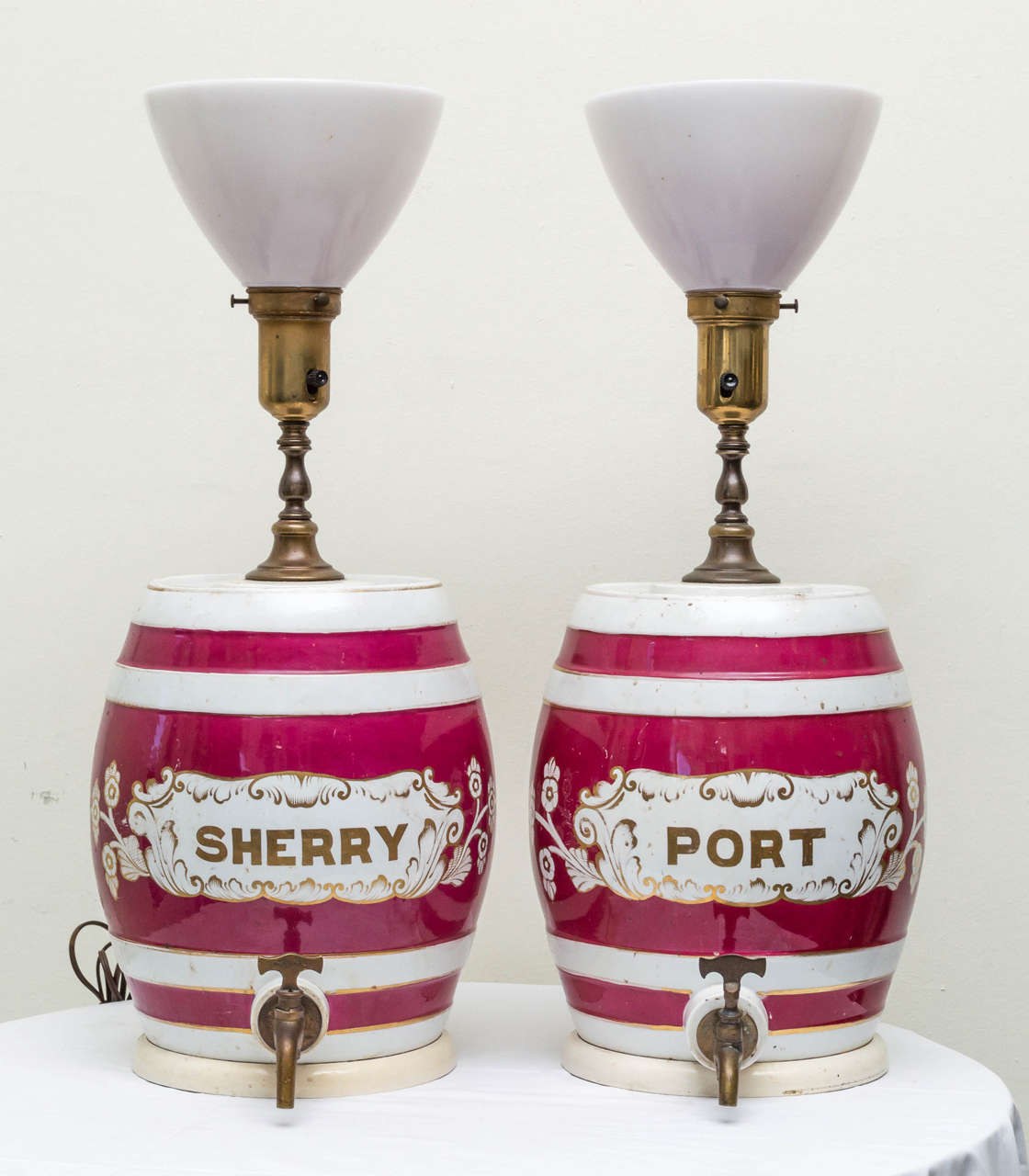 Pair of Matched Ceramic English Port and Sherry Crocks as Lamps 5