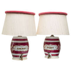 Pair of Matched Ceramic English Port and Sherry Crocks as Lamps 4