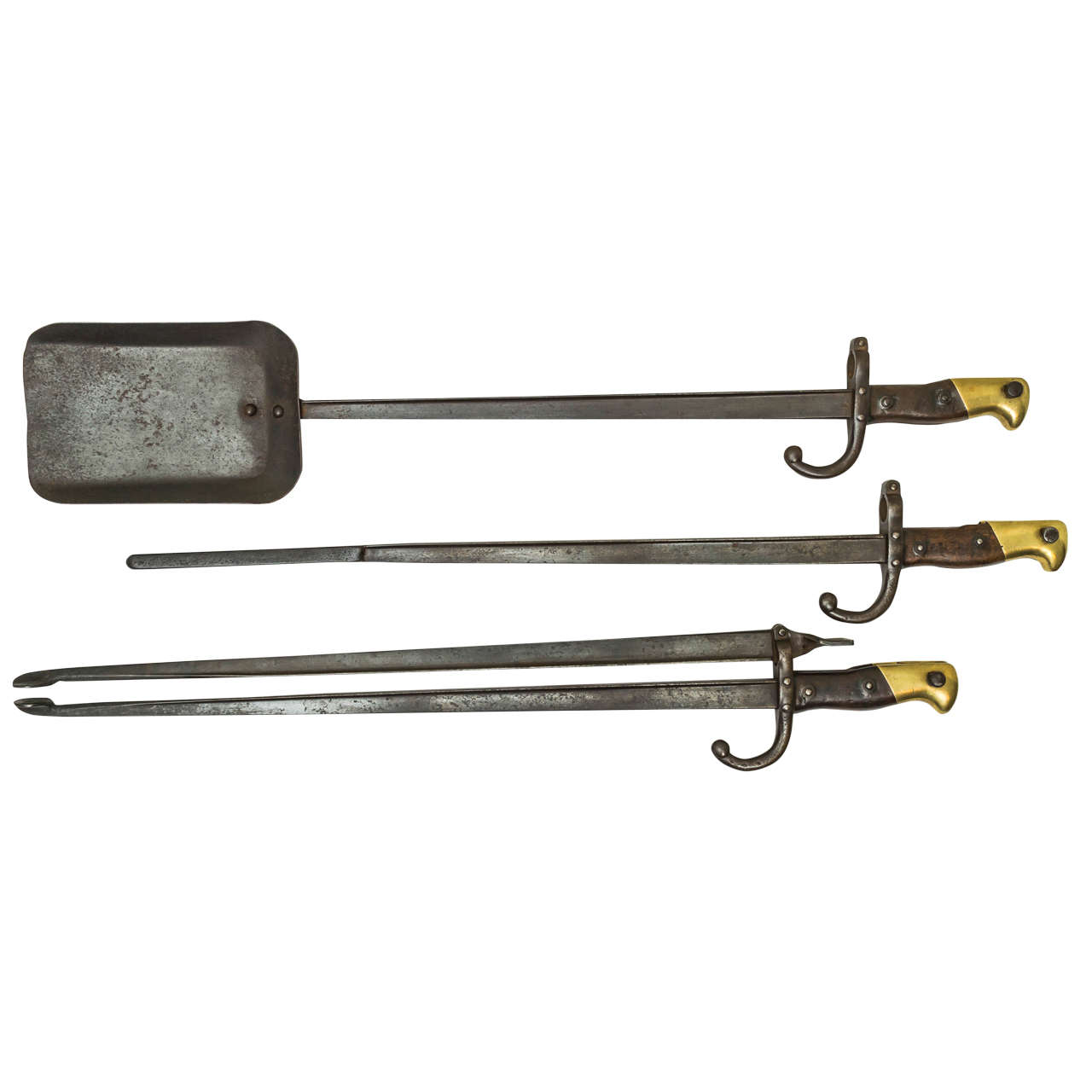 Set Of Three French Bayonet Forged Fire Tools