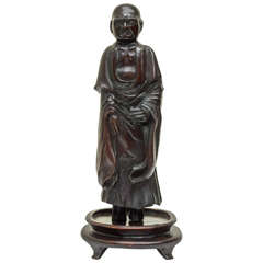 Early 18th Century Chinese Qing Period Carved Lohan Figure