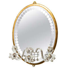 Vintage Mid-20th Century Oval Girandole Mirror in the Style of Maison Bagués