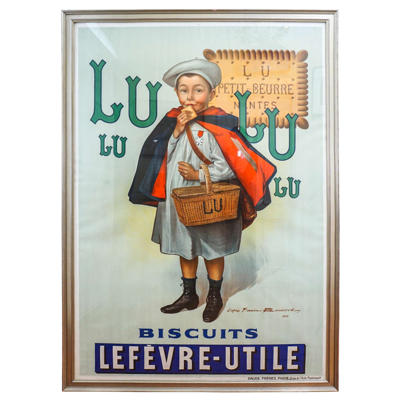 Lu Biscuit Framed Poster after Firmin Bouisset For Sale