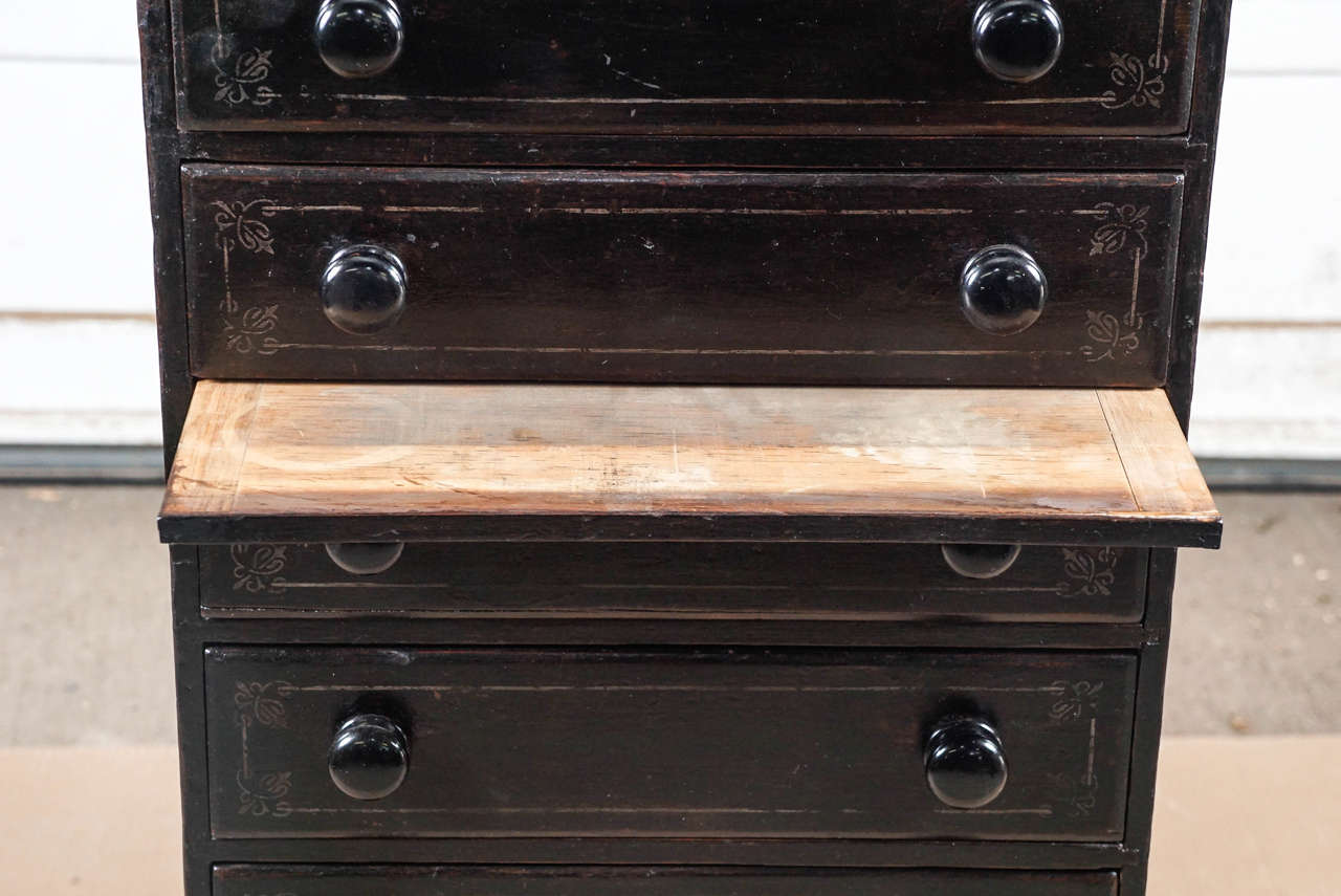 English Painted Pine Eleven-Drawer Tall Chest In Excellent Condition For Sale In Hudson, NY