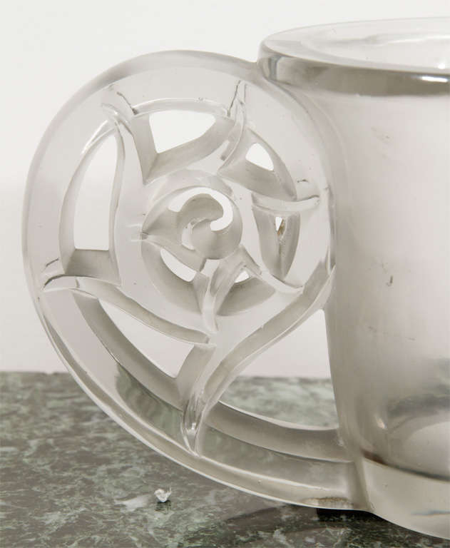 Vase #900; designed in 1926; clear and frosted, wheel engraved R. Lalique