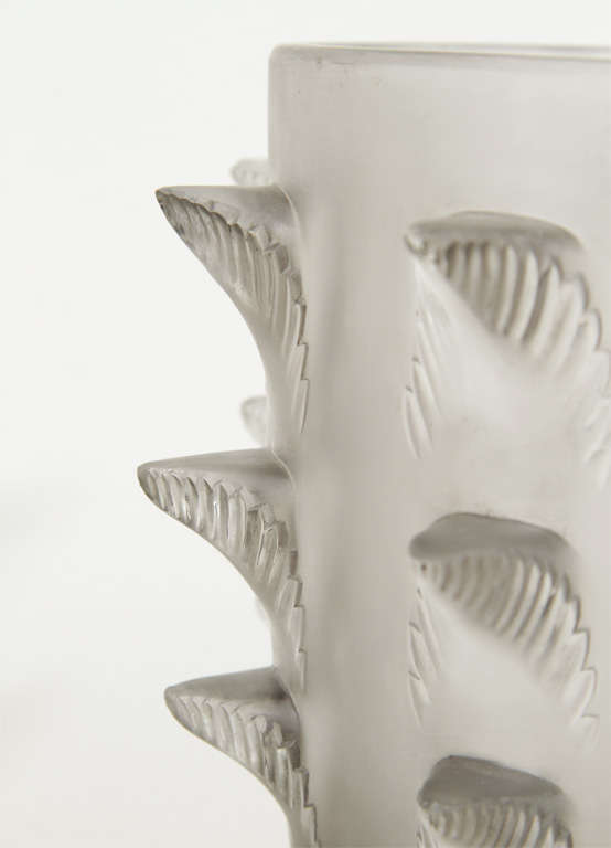 Vase #1087; designed 1933; clear and frosted vase; stencilled R. Lalique France.