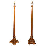 Oak Floor Lamp with Carved French Vintage Capital