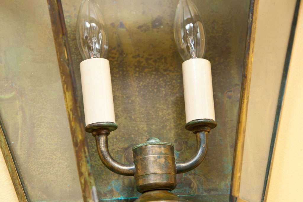 Pair of Italian Glass Encased Wall Lights For Sale 1