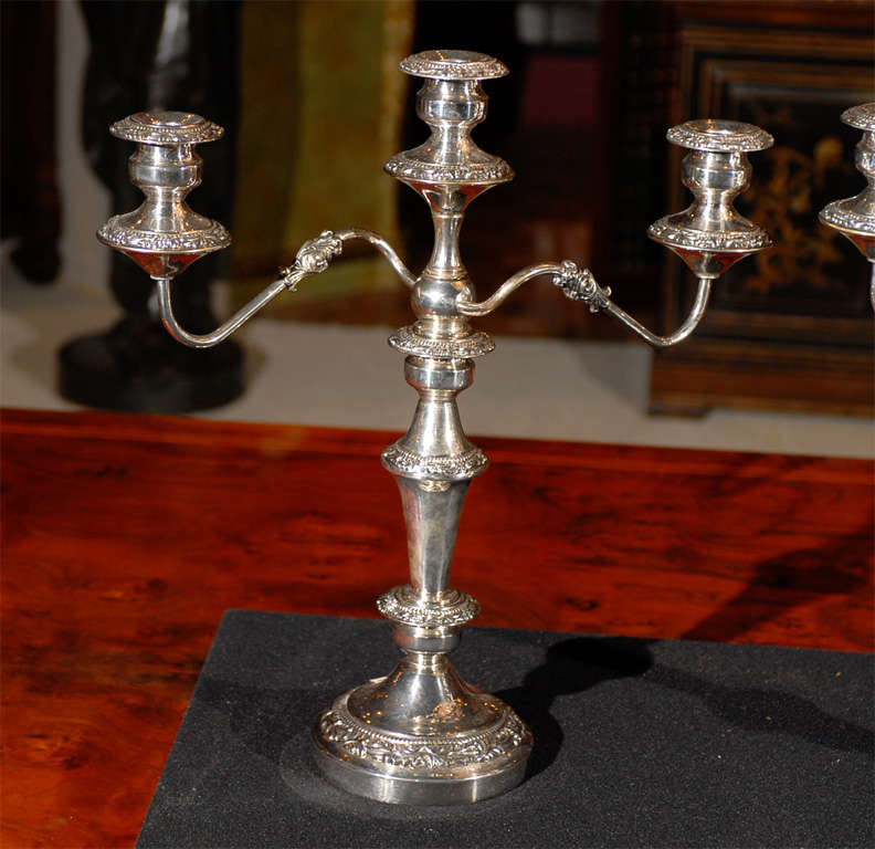 A fine pair of silver plated candelabra.
 