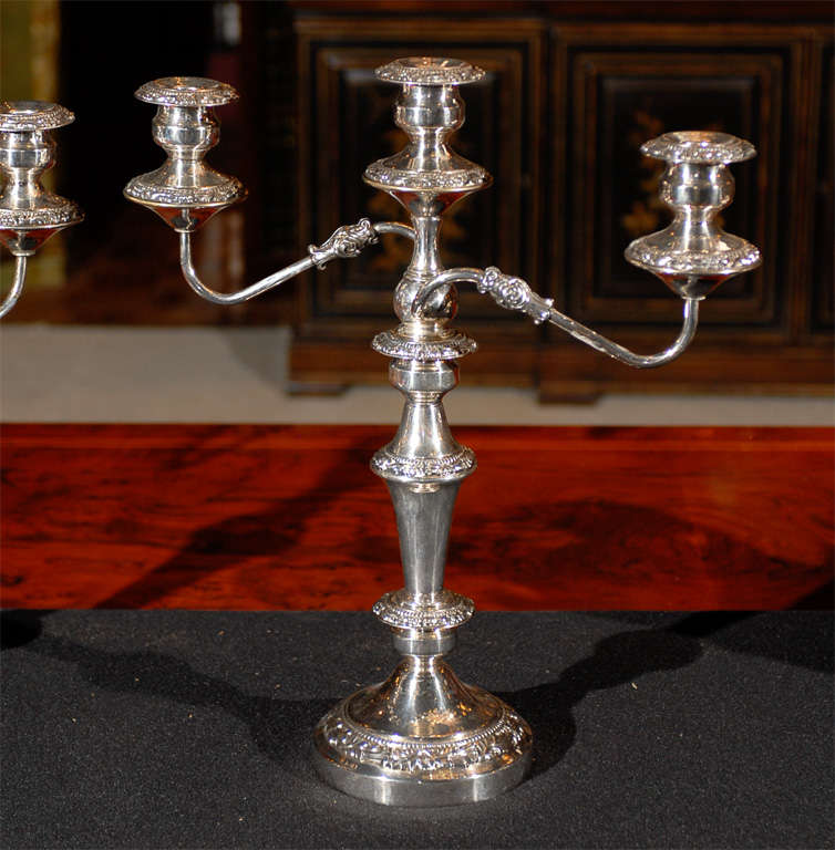 English Pair of Silver Plated Candelabra For Sale