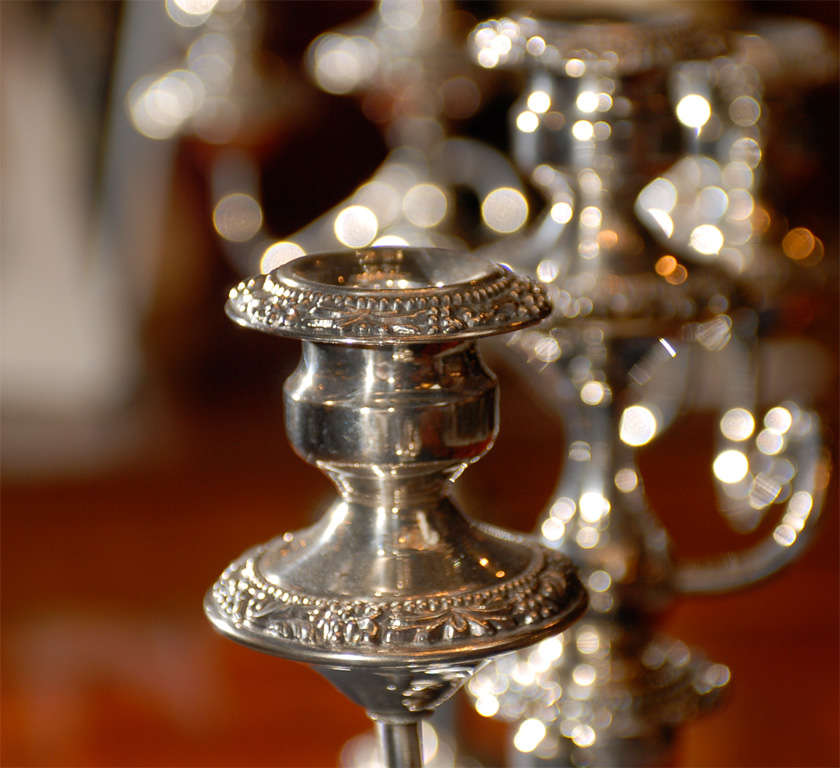 Pair of Silver Plated Candelabra In Good Condition For Sale In Atlanta, GA