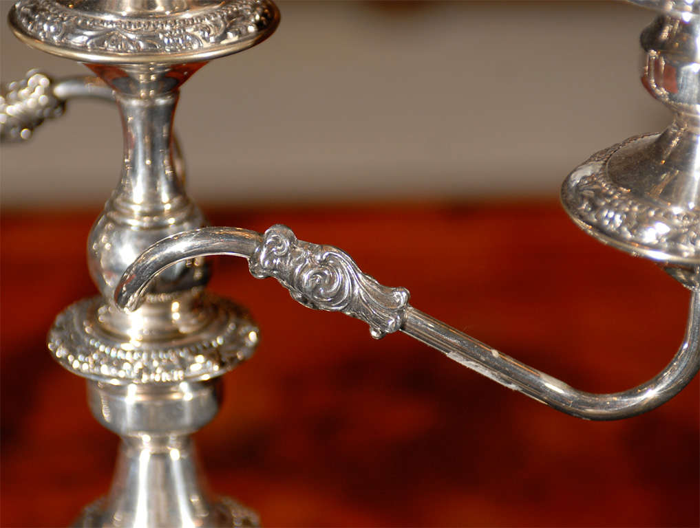 Pair of Silver Plated Candelabra For Sale 2