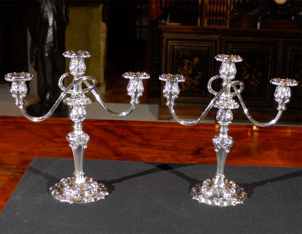 Pair of Silver Plated Candelabras In Good Condition For Sale In Atlanta, GA