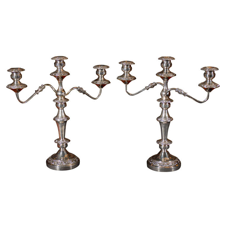 Pair of Silver Plated Candelabras For Sale at 1stDibs candleabras