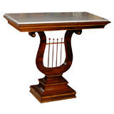 19thc Lyre Base Console With Marble Top