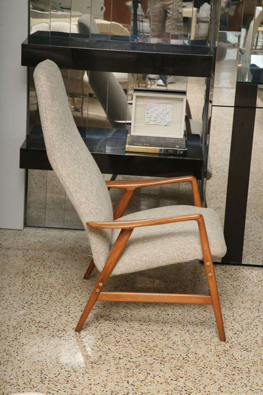 Wood 50's Swedish Reclining Lounge Chair