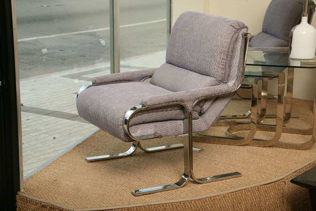 Sculptural Pair Of Milo Baughman Arm Chairs