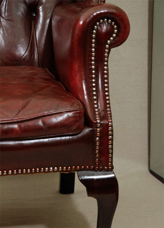 Georgian-Style Leather Wing Chair, England,  c. 1900 1