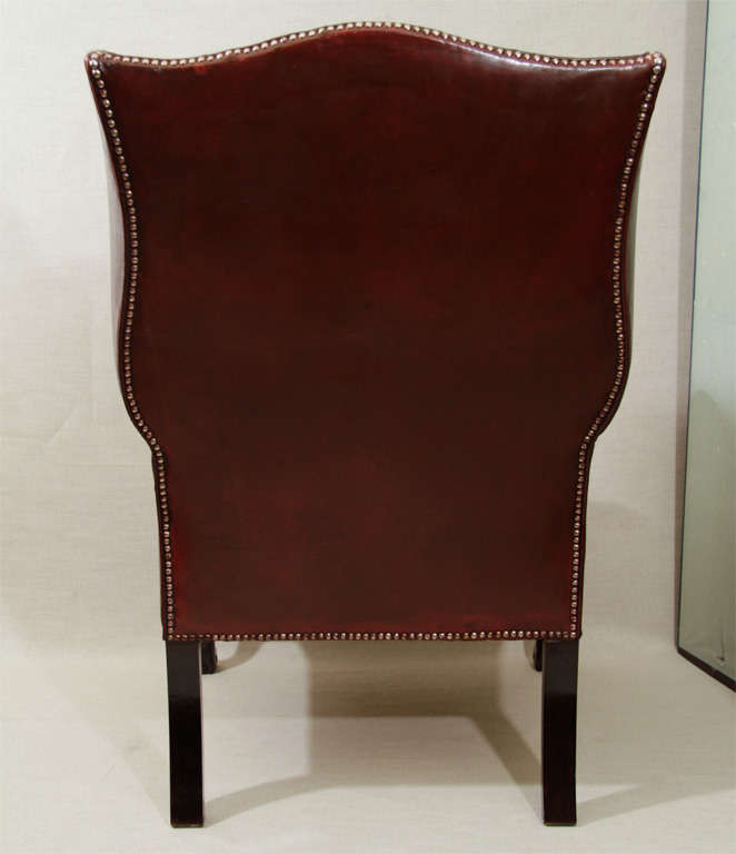 Georgian-Style Leather Wing Chair, England,  c. 1900 3
