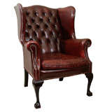 Georgian-Style Leather Wing Chair, England,  c. 1900