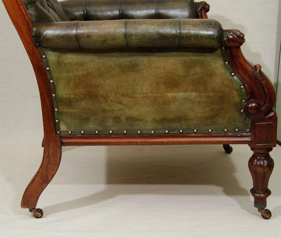 Wm IV Green Leather Gentleman's Library Chair, England, c. 1840 4