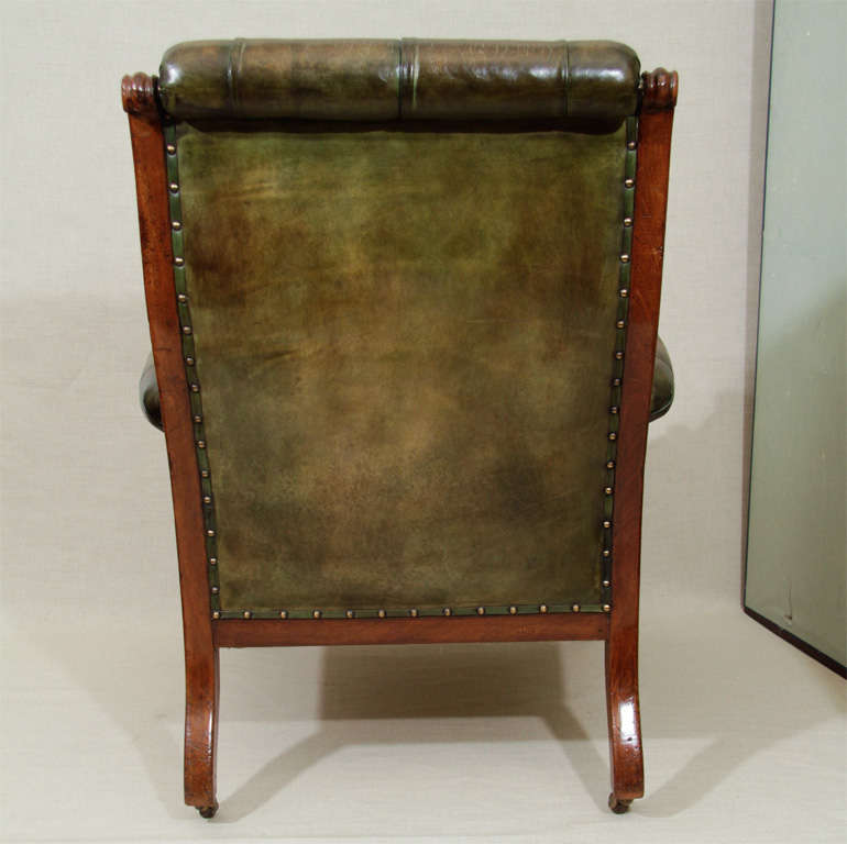 Wm IV Green Leather Gentleman's Library Chair, England, c. 1840 5